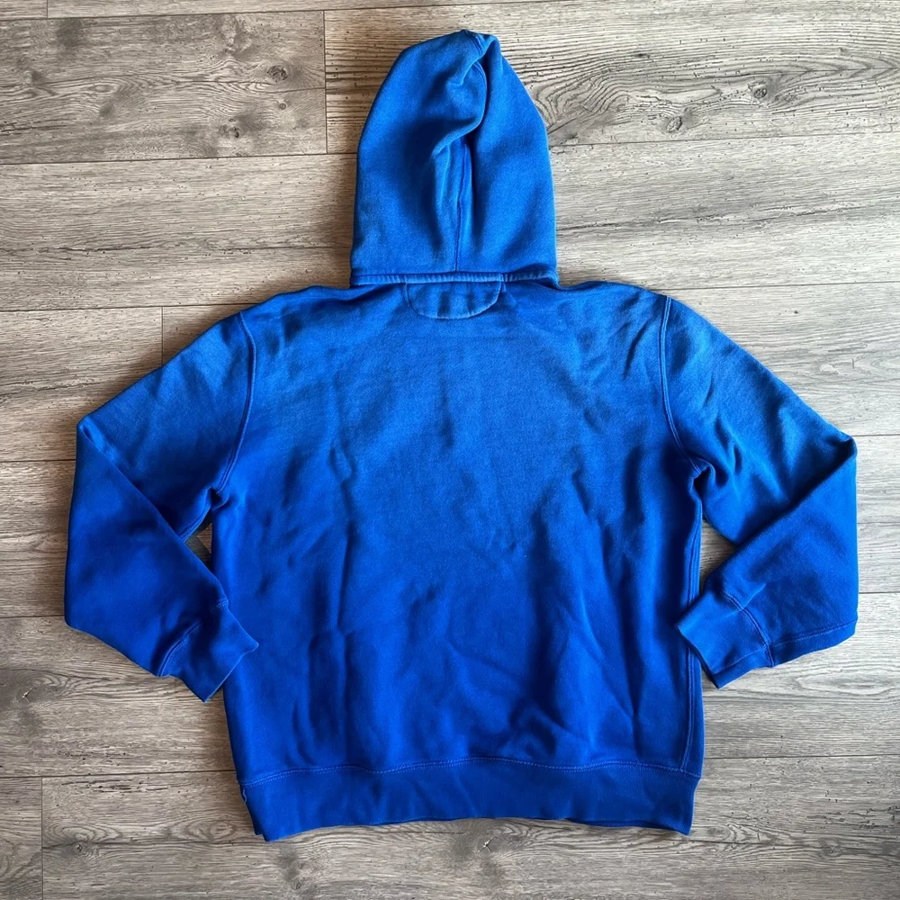 Polo Ralph Lauren Men’s Quarter Zip Hooded Sweatshirt Blue White Ombré P Logo XL